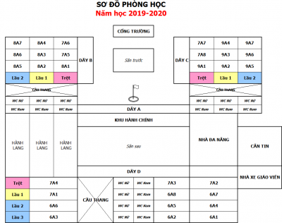 Sơ đồ phòng học năm học 2019 - 2020