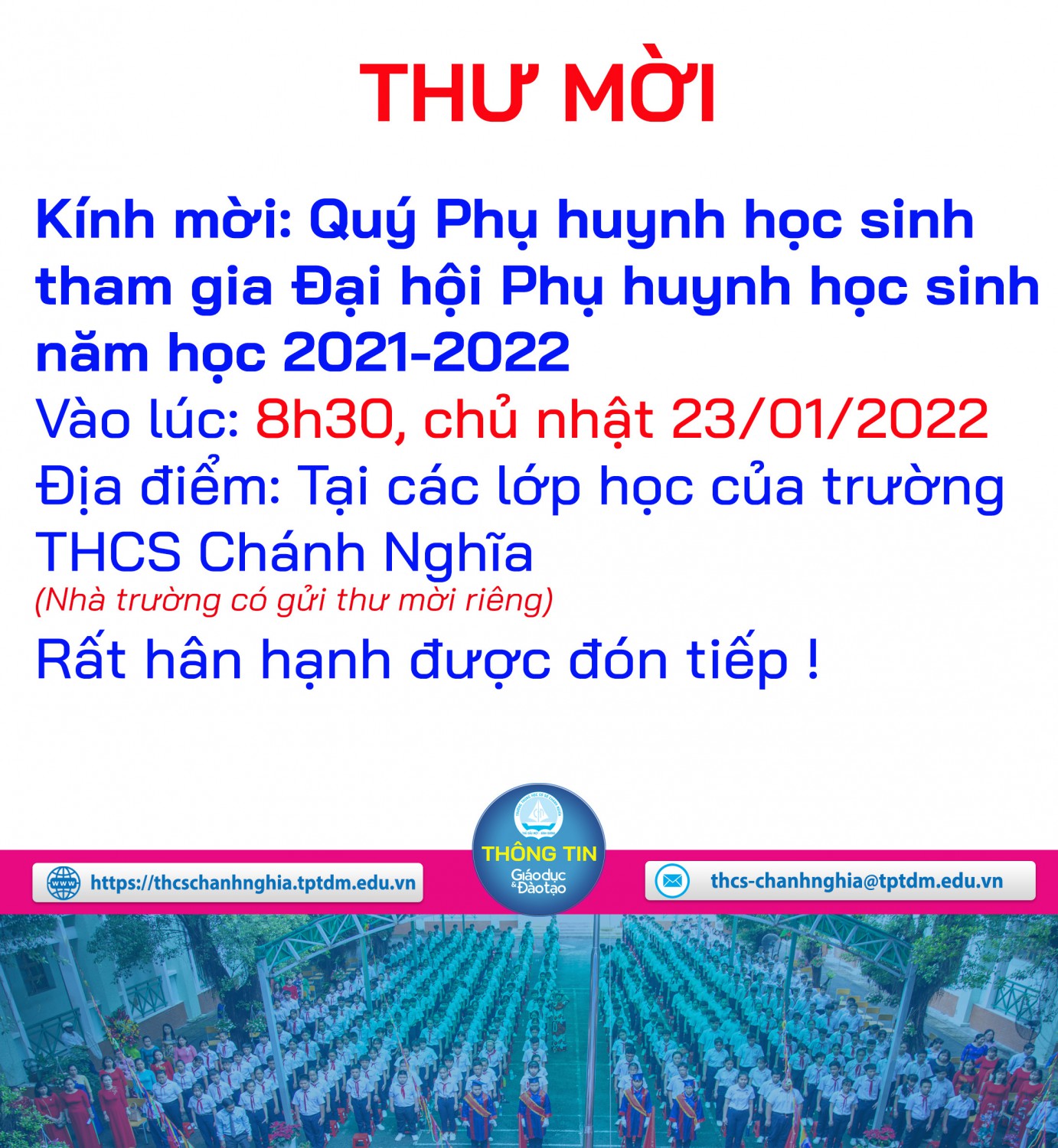 Thư mời Họp phụ huynh học sinh năm học 2021 - 2022