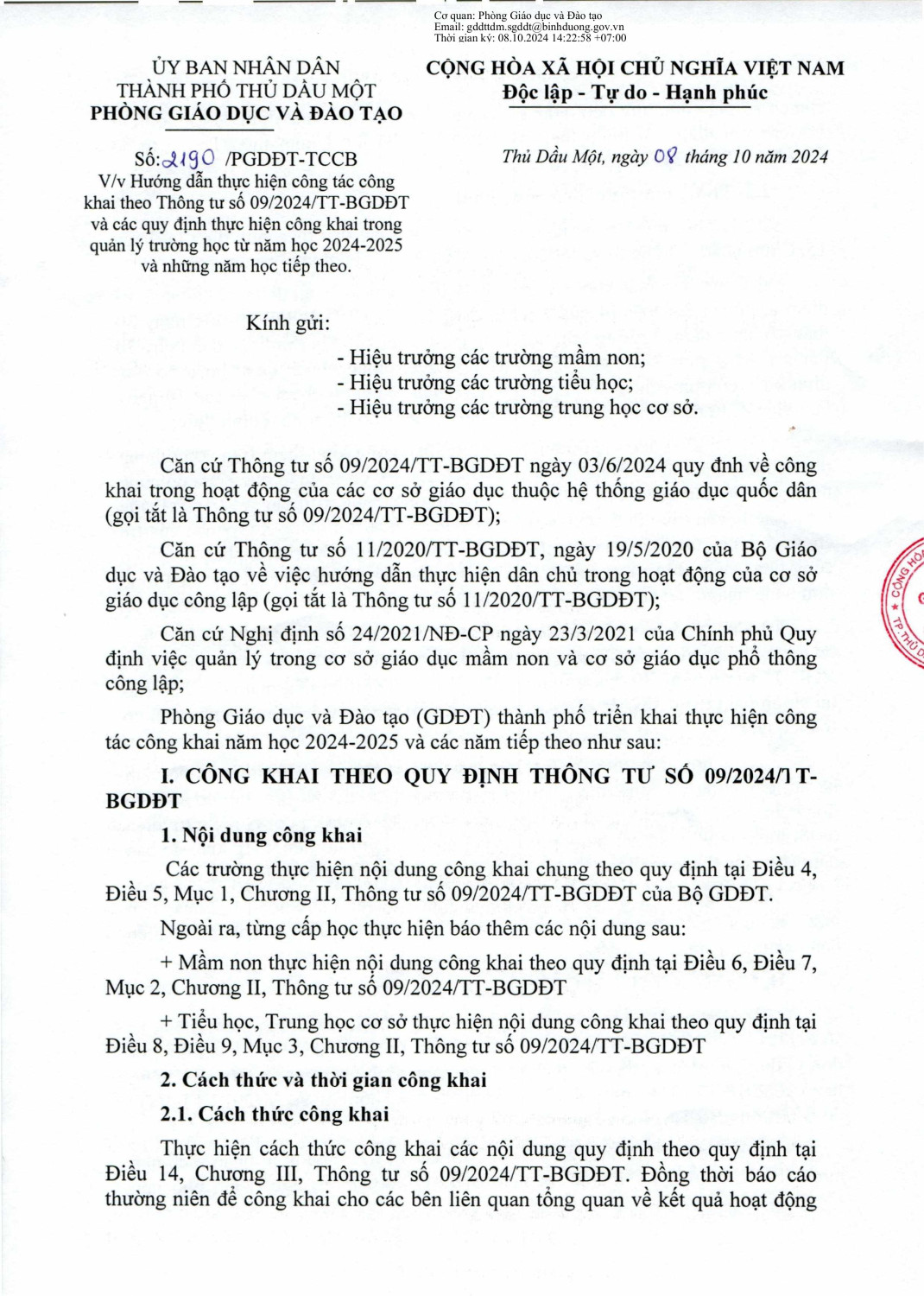 Van ban di 2190 HD thuc hien TT 09 2024 08 10 2024 1 signed hình ảnh 0